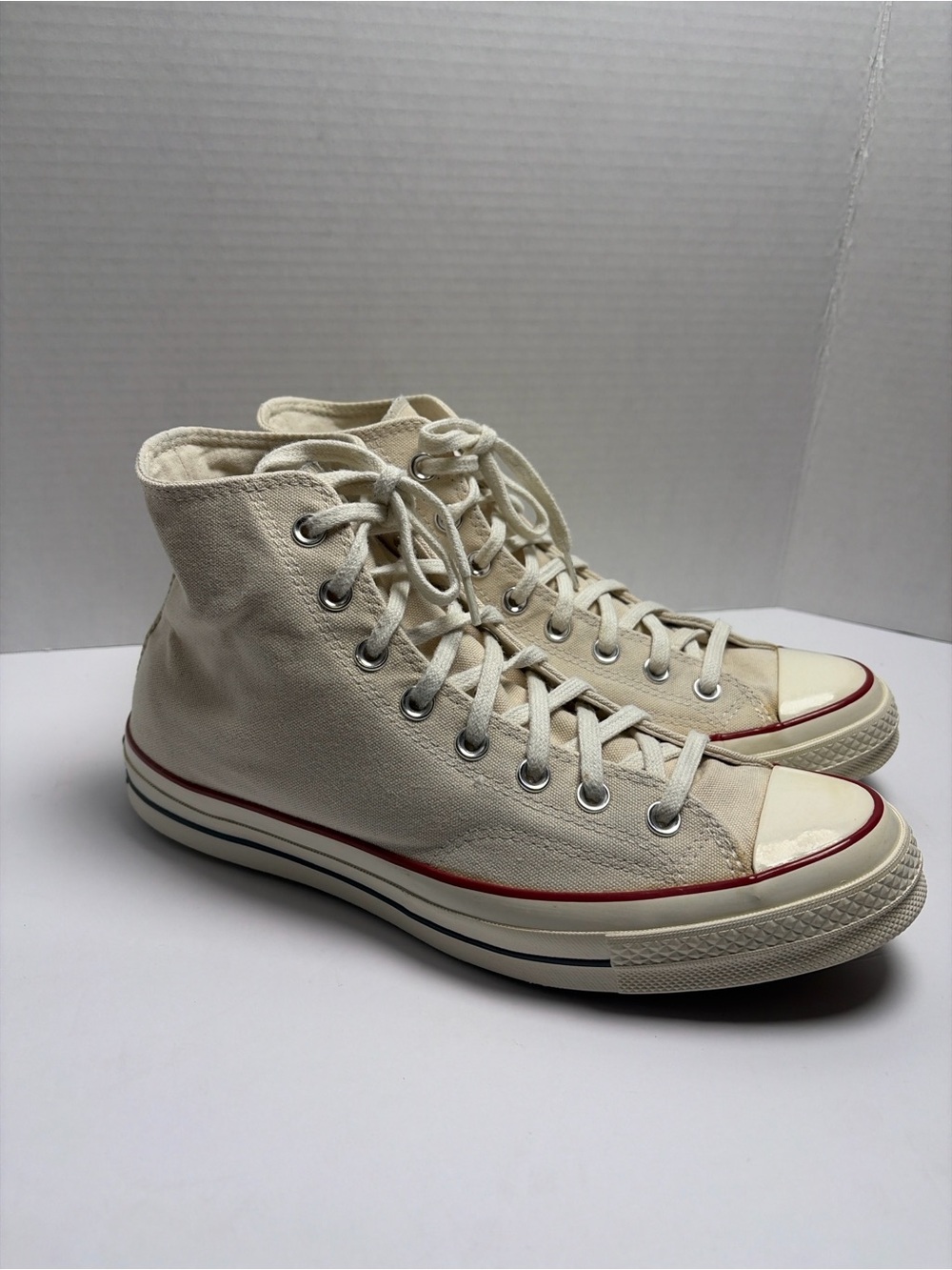 Converse All Star Chuck Taylor High-Top Cream Canvas Sneakers Size M 9.5 W 11.